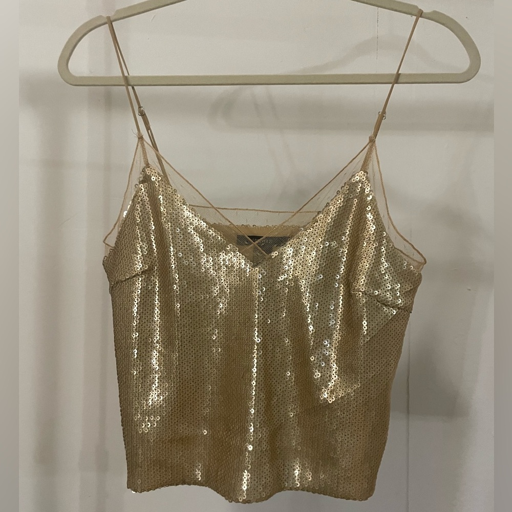 Champagne gold sequin top, size small (Forever 21)